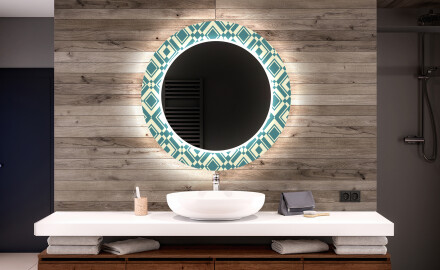 Okrągłe podświetlane lustro dekoracyjne LED do łazienki - Abstract Seamless