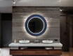 Okrągłe podświetlane lustro dekoracyjne LED do łazienki - Blue Drawing #12