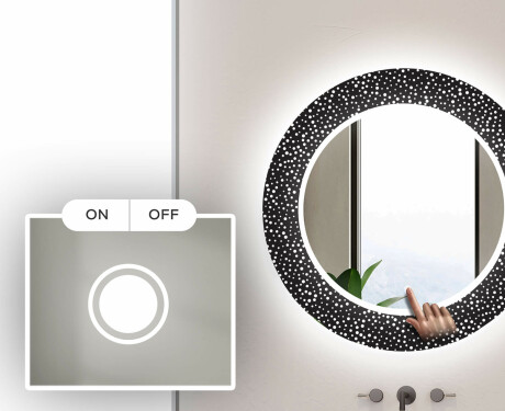 Okrągłe podświetlane lustro dekoracyjne LED do łazienki - Dotts #4
