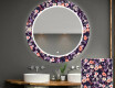 Okrągłe podświetlane lustro dekoracyjne LED do łazienki - Elegant Flowers