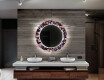 Okrągłe podświetlane lustro dekoracyjne LED do łazienki - Elegant Flowers #12