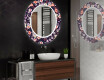Okrągłe podświetlane lustro dekoracyjne LED do łazienki - Elegant Flowers #2
