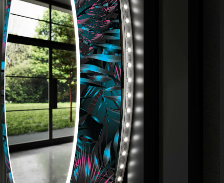Okrągłe podświetlane lustro dekoracyjne LED do łazienki - Fluo Tropic #11