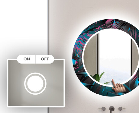 Okrągłe lustro do łazienki dekoracyjne z oświetleniem LED  - Fluo Tropic #4