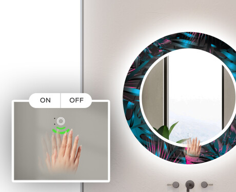 Okrągłe lustro do łazienki dekoracyjne z oświetleniem LED  - Fluo Tropic #5