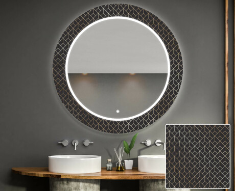 Okrągłe podświetlane lustro dekoracyjne LED do łazienki - Golden Lines #1