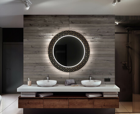 Okrągłe podświetlane lustro dekoracyjne LED do łazienki - Golden Lines #12