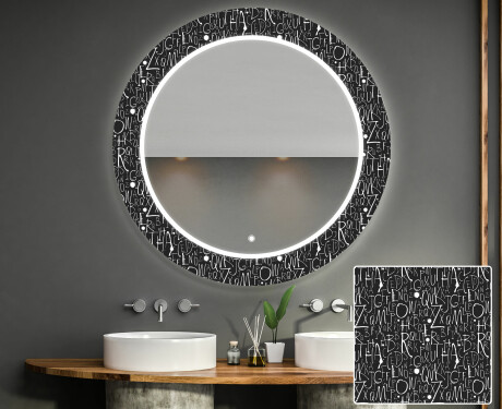 Okrągłe podświetlane lustro dekoracyjne LED do łazienki - Gothic
