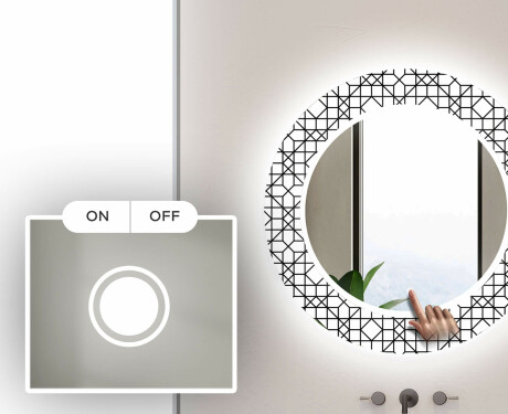 Okrągłe podświetlane lustro dekoracyjne LED do łazienki - Industrial #4