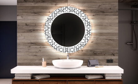 Okrągłe podświetlane lustro dekoracyjne LED do łazienki - Industrial