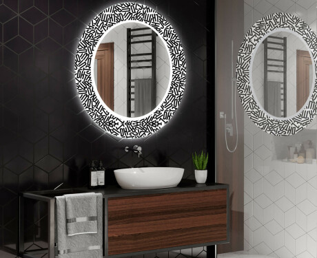 Okrągłe podświetlane lustro dekoracyjne LED do łazienki - Letters #2