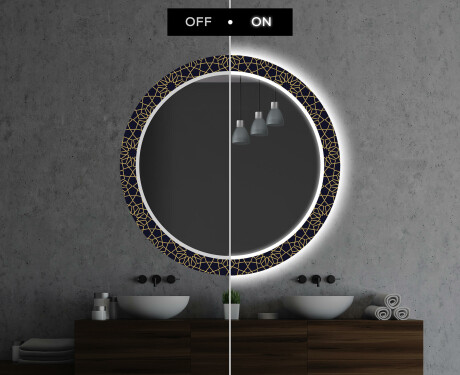 Okrągłe Lustro Łazienkowe Dekoracyjne Podświetlane LED Ornament #7