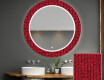 Okrągłe podświetlane lustro dekoracyjne LED do łazienki - Red Mosaic #1
