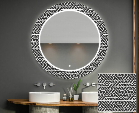 Okrągłe podświetlane lustro dekoracyjne LED do łazienki - Triangless #1