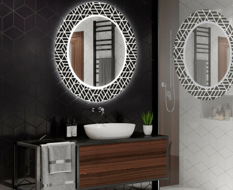 Okrągłe podświetlane lustro dekoracyjne LED do łazienki - Triangless #2