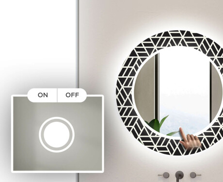 Okrągłe podświetlane lustro dekoracyjne LED do łazienki - Triangless #4