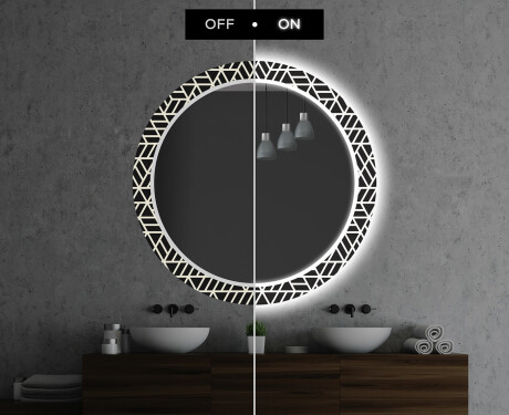 Okrągłe podświetlane lustro dekoracyjne LED do łazienki - Triangless #7