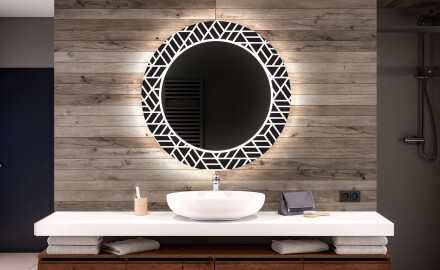 Okrągłe podświetlane lustro dekoracyjne LED do łazienki - Triangless