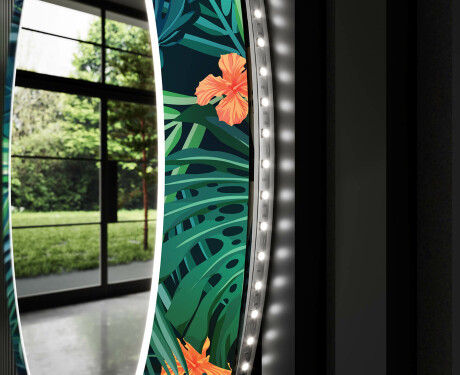 Okrągłe podświetlane lustro dekoracyjne LED do łazienki - Tropical #11