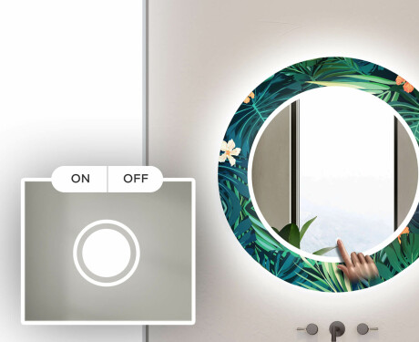 Okrągłe podświetlane lustro dekoracyjne LED do łazienki - Tropical #4