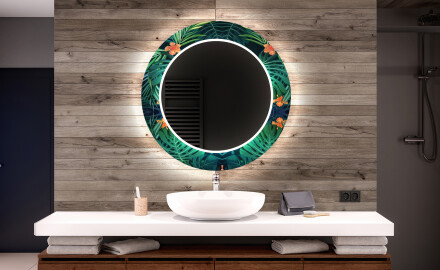 Okrągłe podświetlane lustro dekoracyjne LED do łazienki - Tropical