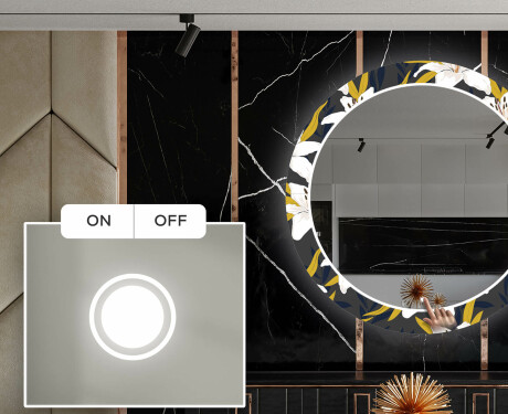 Okrągłe podświetlane lustro dekoracyjne LED do jadalni - Bells Flowers #4