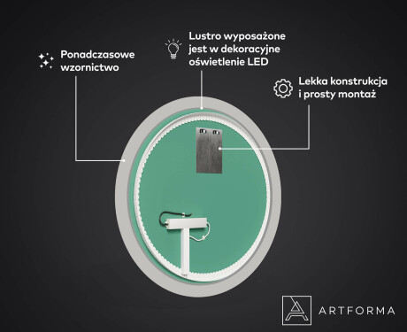 Okrągłe podświetlane lustro dekoracyjne LED do jadalni - Marble Pattern #3