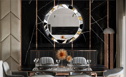 Okrągłe podświetlane lustro dekoracyjne LED do jadalni - Marble Pattern