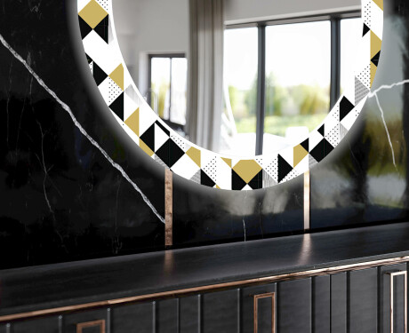 Okrągłe Lustro Dekoracyjne LED Na Ścianę Geometric Patterns #11