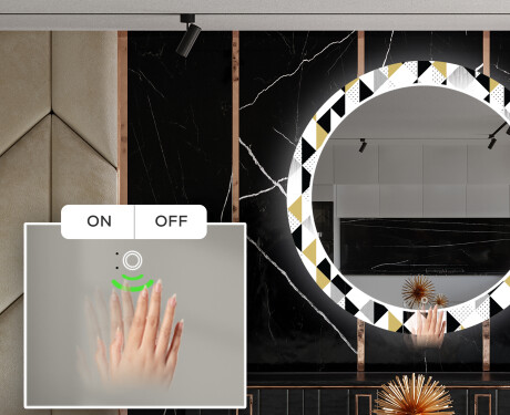 Okrągłe Lustro Dekoracyjne LED Na Ścianę Geometric Patterns #5