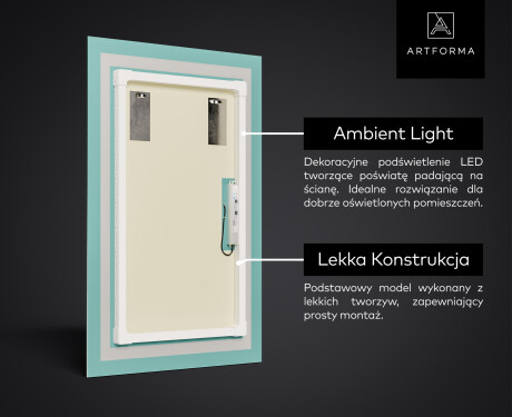 Duże lustro ścienne pionowe podświetlane do przedpokoju LED L15 #3