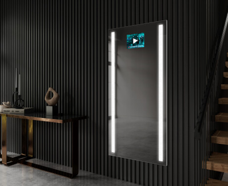 Pionowe lustro w ramie na ścianę pionowe podświetlane do przedpokoju LED L02