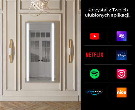 Pionowe lustro w ramie na ścianę pionowe podświetlane do przedpokoju LED L02 #2