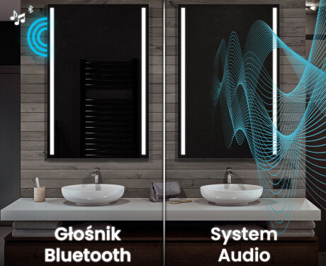Pionowe lustro w ramie na ścianę pionowe podświetlane do przedpokoju LED L02 #7