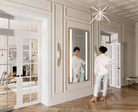 Pionowe lustro w ramie na ścianę pionowe podświetlane do przedpokoju LED L02 #11