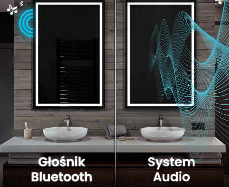 Pionowe lustro w ramie na ścianę podświetlane do przedpokoju LED L12 #7