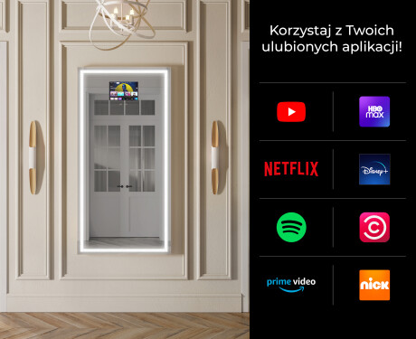 Duże pionowe lustro w ramie na ścianę podświetlane do przedpokoju LED L49 #2