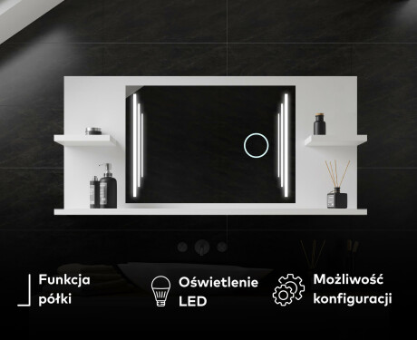 Lustro łazienkowe LED z Półkami L27 #7
