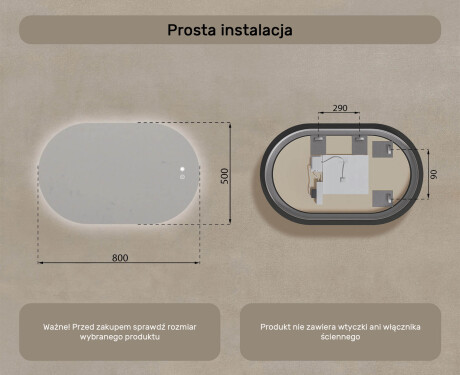 Podświetlane lustro do łazienki, Dual color, włącznik dotykowy, mata grzewcza #8