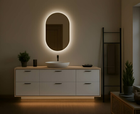 Lustro Łazienkowe Podświetlane 50x80cm z zimną barwą LED 7000K, ciepłą barwą 3000K lub barwą neutralną 4500K