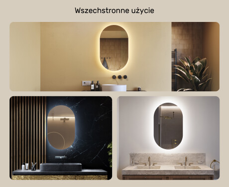 Lustro Łazienkowe Podświetlane 50x80cm z zimną barwą LED 7000K, ciepłą barwą 3000K lub barwą neutralną 4500K #2