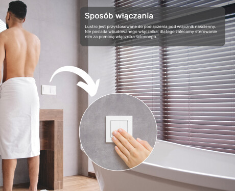 Lustro Łazienkowe Podświetlane 50x80cm z zimną barwą LED 7000K, ciepłą barwą 3000K lub barwą neutralną 4500K #4