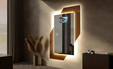 Duże lustro ścienne pionowe podświetlane do przedpokoju LED - Retro