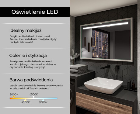 Lustro Łazienkowe Prostokątne LED Loft FrameLine L12 #4
