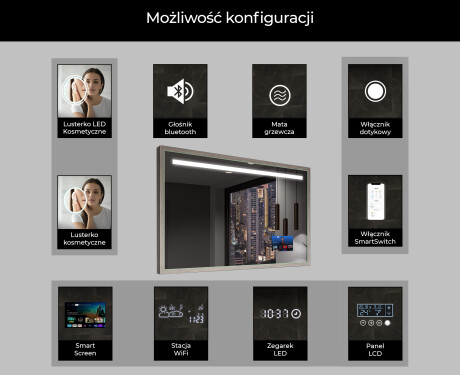 Lustro Łazienkowe Prostokątne LED Loft FrameLine L12 #7