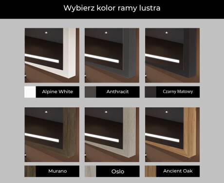 Prostokątne Lustro Łazienkowe LED Loft FrameLine L23 #2
