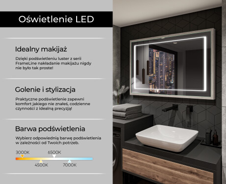 Prostokątne Lustro Łazienkowe LED w Drewnianej Ramie Loft FrameLine L61 #4
