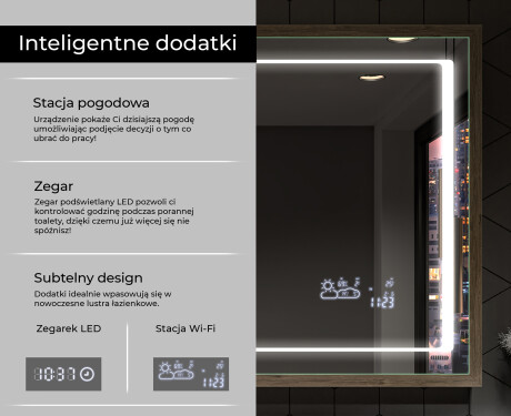Prostokątne Lustro Łazienkowe LED w Drewnianej Ramie Loft FrameLine L61 #8