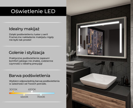 Prostokątne Lustro Łazienkowe LED Loft FrameLine L134 #4