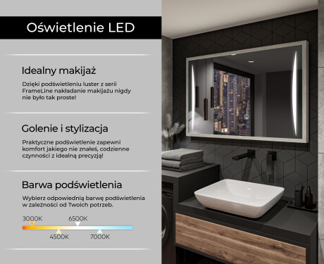 Prostokątne Lustro Łazienkowe LED Loft FrameLine L135 #4